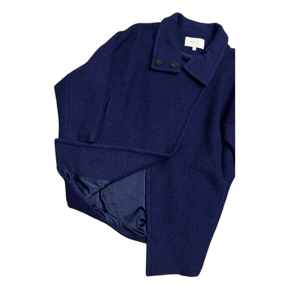 AIJEK Wool Luxury Designer Blue Business Casual Winter Pea Coat Womens Size 2 - Picture 6 of 6